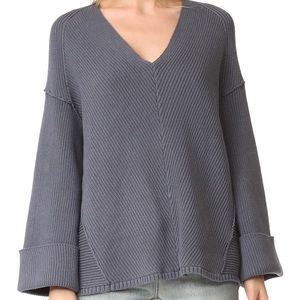 Free people la brea v neck sweater in slate grey